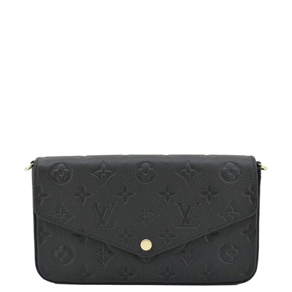 LOUIS VUITTON Felicie Pochette Empreinte Leather Crossbody Bag Black