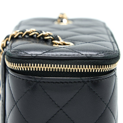 Chanel Long Vanity With Chain Lambskin Black L