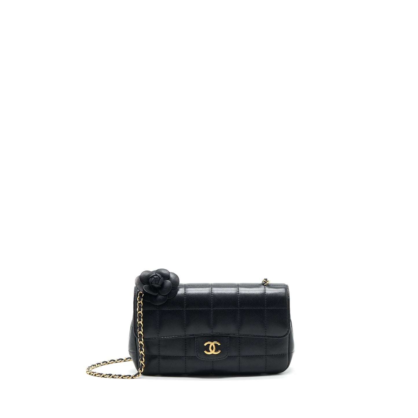 Chanel Camellia Mini Flap shoulder Bag Lambskin black