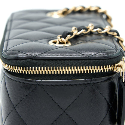 Chanel Long Vanity With Chain Lambskin Black L