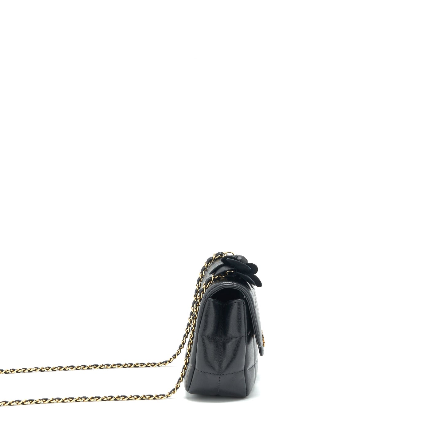 Chanel Camellia Mini Flap shoulder Bag Lambskin black