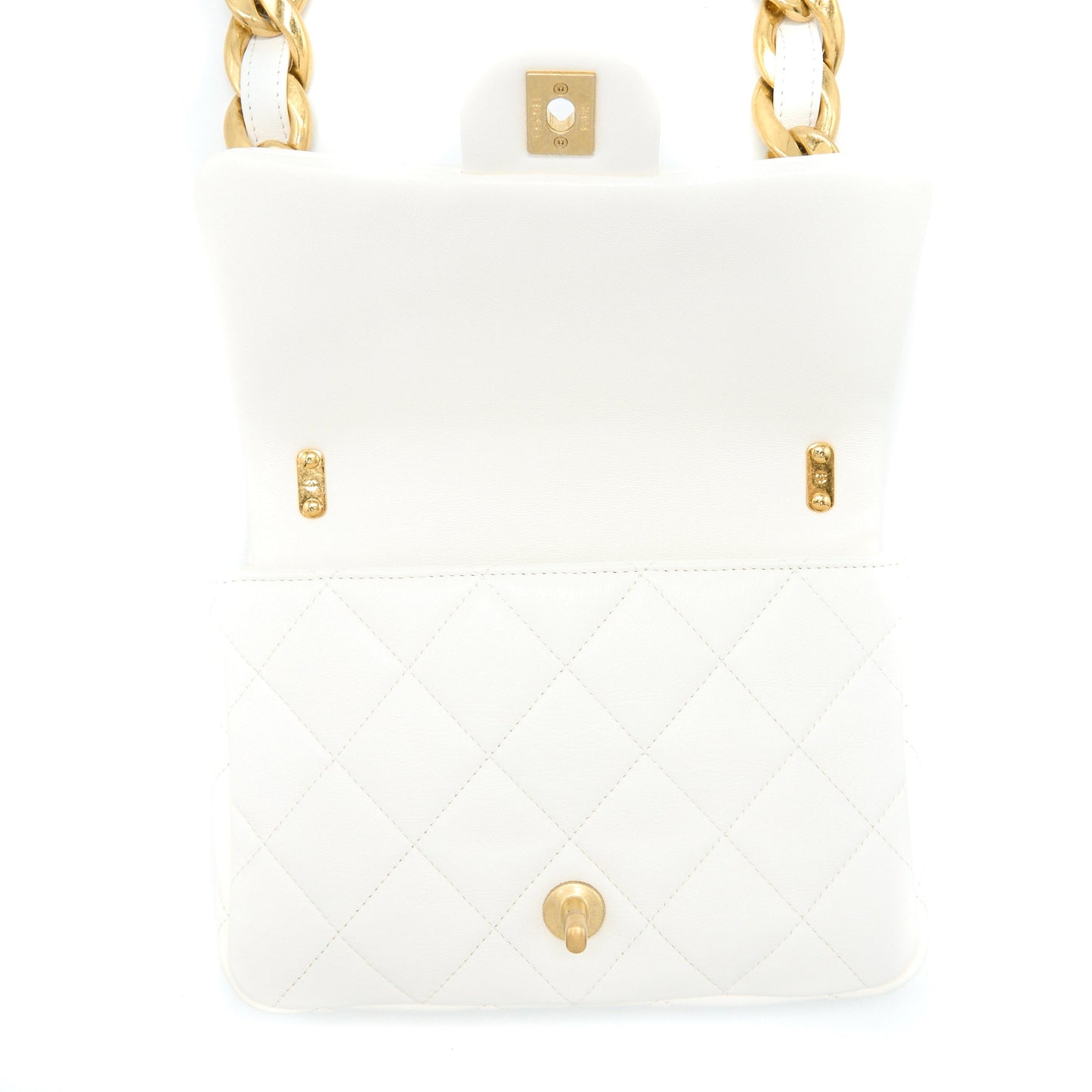 Chanel 22S Giant Chain Flap Shoulder Bag Lambskin White Brushed  (Microchip)