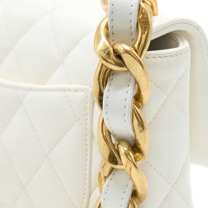 Chanel 22S Giant Chain Flap Shoulder Bag Lambskin White Brushed  (Microchip)