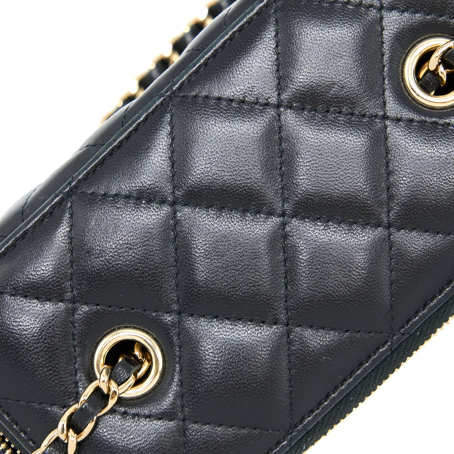 Chanel Long Vanity With Chain Lambskin Black L