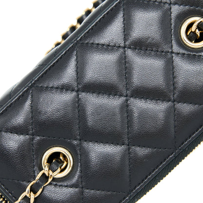 Chanel Long Vanity With Chain Lambskin Black L
