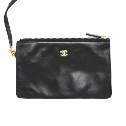 Chanel 22 Bag Medium Shiny Calfskin Black In Gold Letter  (Microchip)