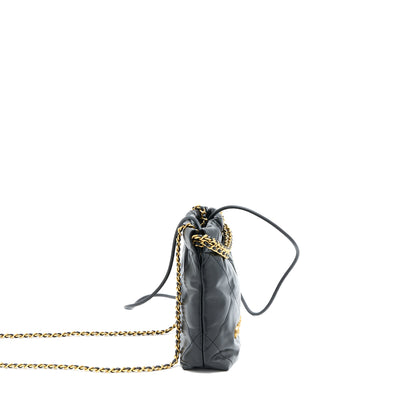 Chanel Mini 22 Bag Shiny Calfskin Black  (Microchip)