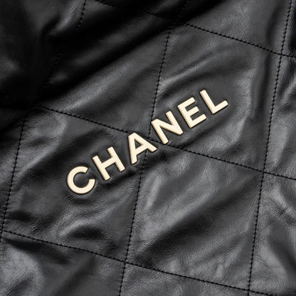 Chanel medium 22 bag calfskin black  (microchip)