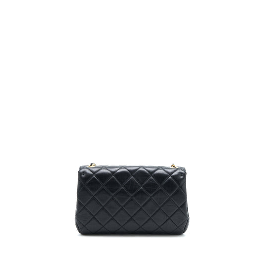 Chanel CC Logo Flap Bag Lambskin Black Multicolour Hardware (Microchip)