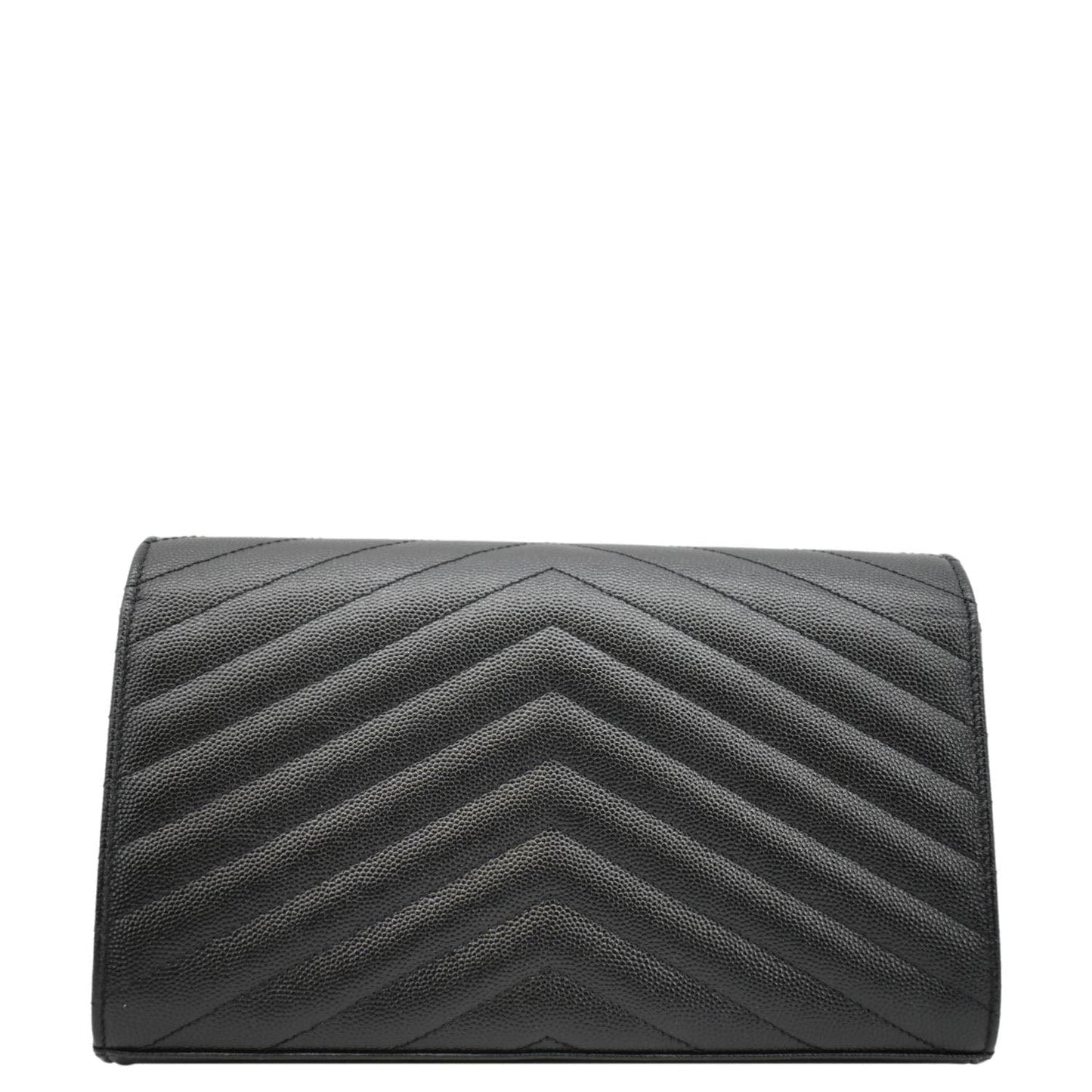 YVES SAINT LAURENT Cassandre Chain Wallet Leather Crossbody Bag Black