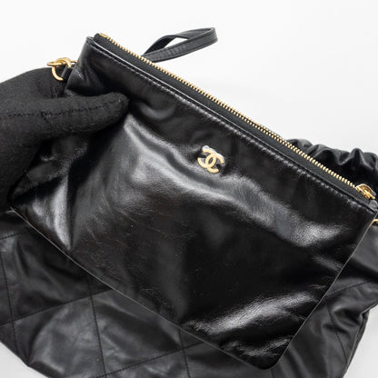 Chanel medium 22 bag calfskin black  (microchip)