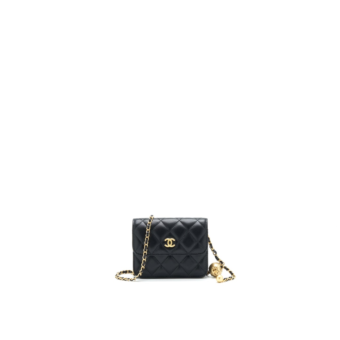 Chanel Pearl crush mini Belt coins Purse/ Card holder black