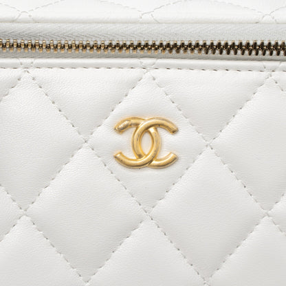 Chanel Pearl Crush Long Vanity with Chain Lambskin White Brushed  (Microchip)