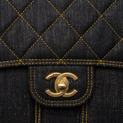 Chanel 23S Flap Backpack Denim Dark Blue Brushed  (Microchip)