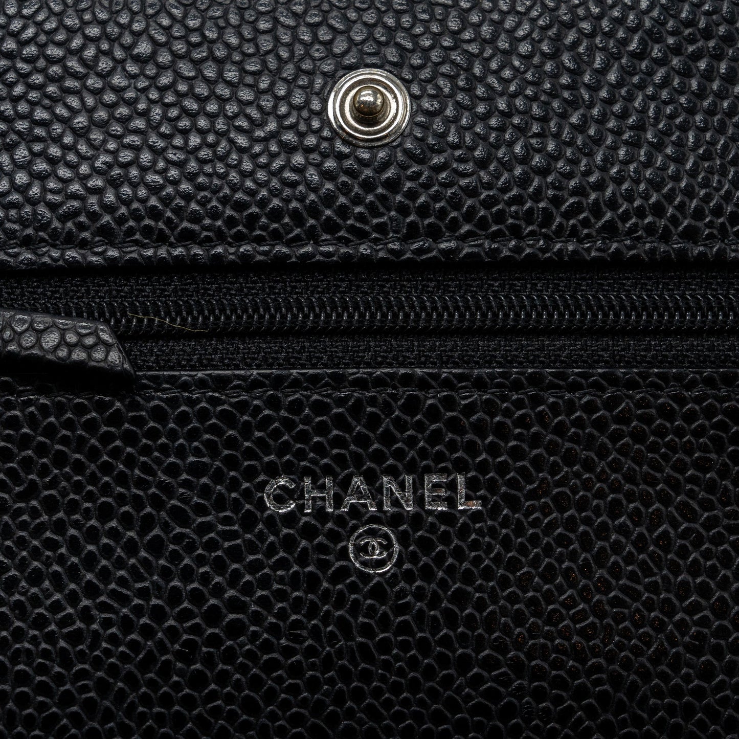 Chanel classic wallet on chain caviar black