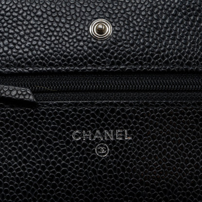 Chanel classic wallet on chain caviar black