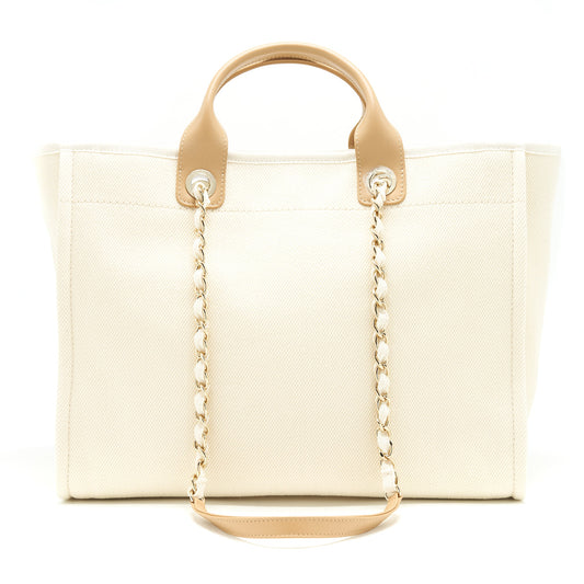 Chanel Deauville Tote Bag In Creamy White/ Beige