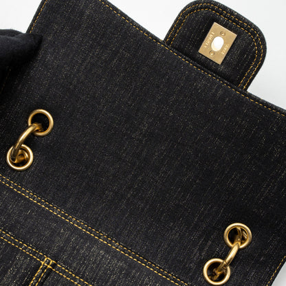 Chanel 23S Flap Backpack Denim Dark Blue Brushed  (Microchip)