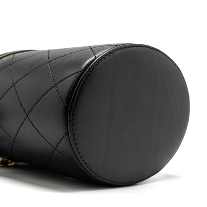 Chanel Pearl Letter Logo Detailed Vanity Case Calfskin Black