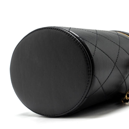 Chanel Pearl Letter Logo Detailed Vanity Case Calfskin Black