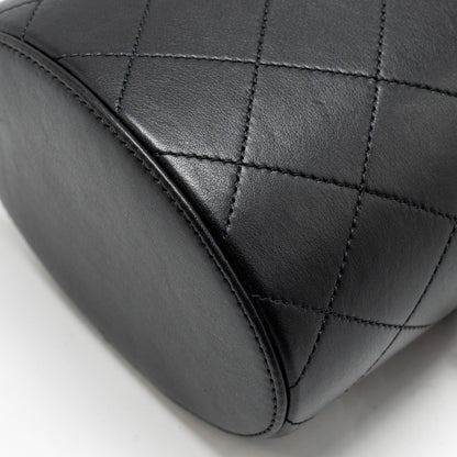 Chanel Pearl Letter Logo Detailed Vanity Case Calfskin Black