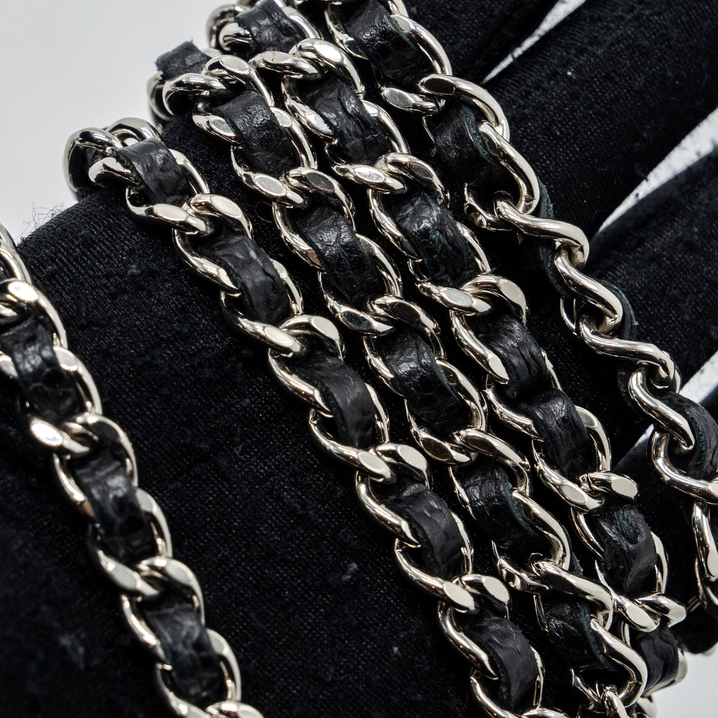 Chanel classic wallet on chain caviar black