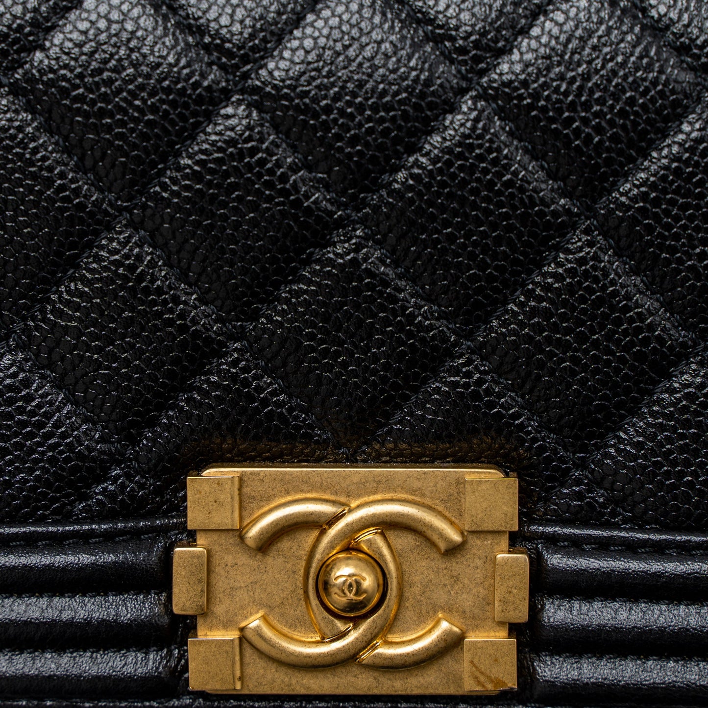 Chanel Super Mini Boy Bag Caviar Black Brushed  (Microchip)
