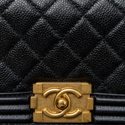 Chanel Super Mini Boy Bag Caviar Black Brushed  (Microchip)