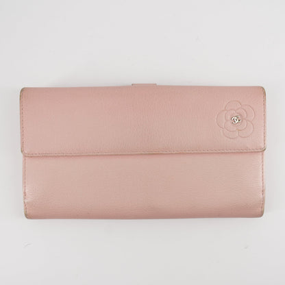 Chanel Butterfly Camellia Bifold Long Wallet Pink