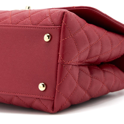 Chanel Medium Coco Handle Caviar Red L (Microchip)