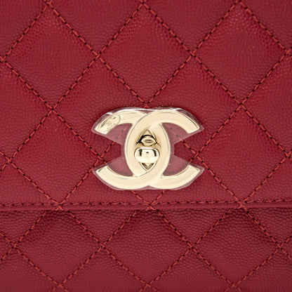 Chanel Medium Coco Handle Caviar Red L (Microchip)