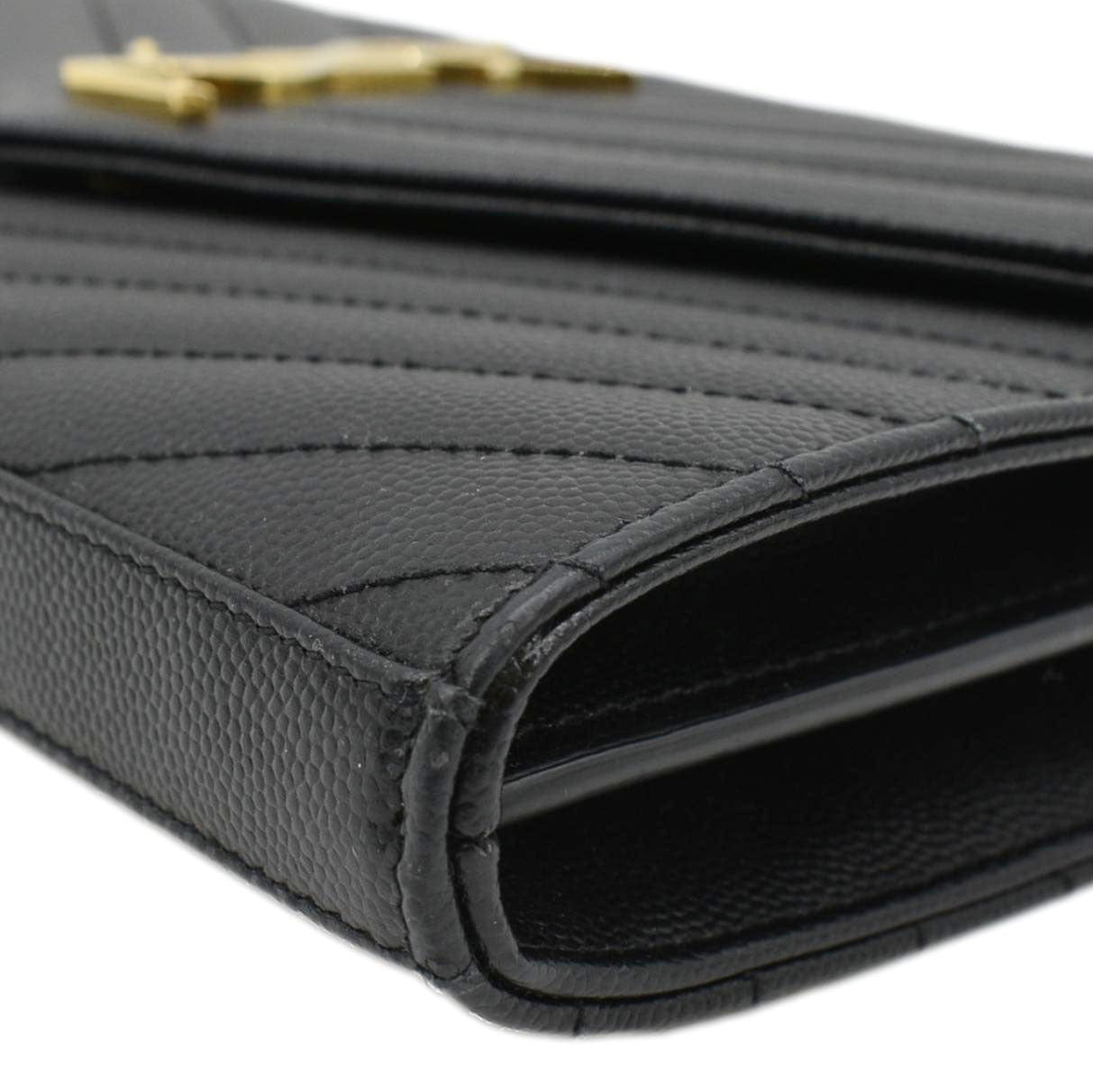 YVES SAINT LAURENT Cassandre Chain Wallet Leather Crossbody Bag Black