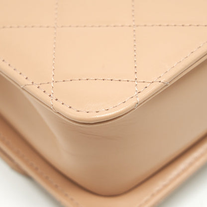 Chanel 21A Gold Crush Flap Bag Calfskin Beige