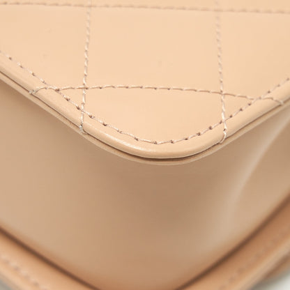 Chanel 21A Gold Crush Flap Bag Calfskin Beige