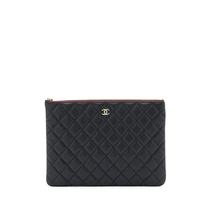 Chanel O Case Pouch Caviar Black L