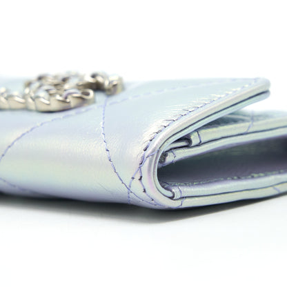 Chanel 19 Flap Card Holder Calfskin Iridescent Light Purple