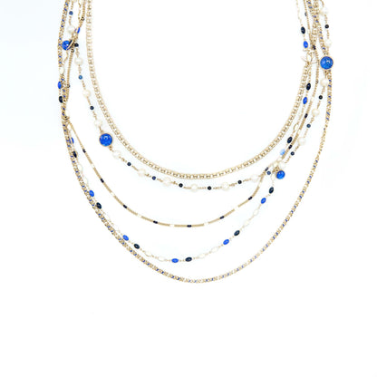 Chanel Pearl / Enamel With Round CC Logo Necklace Light gold tone