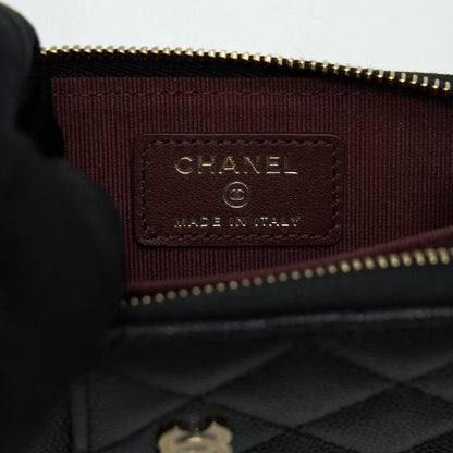 Chanel 22P Zip Card Holder Caviar Black L