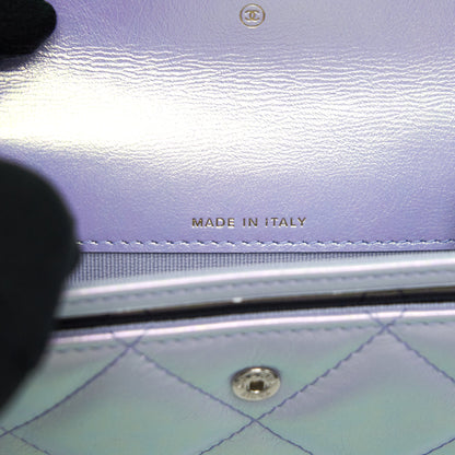 Chanel 19 Flap Card Holder Calfskin Iridescent Light Purple