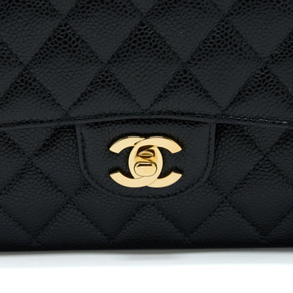 Chanel Medium Classic Double Flap Bag Caviar Black  (Microchip)