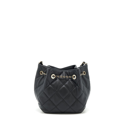 Chanel drawstring Bucket bag Quilted Lambskin Black L