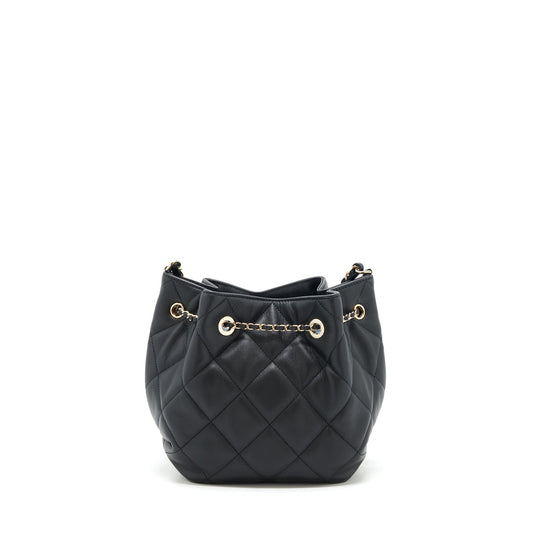Chanel drawstring Bucket bag Quilted Lambskin Black L