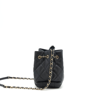 Chanel drawstring Bucket bag Quilted Lambskin Black L