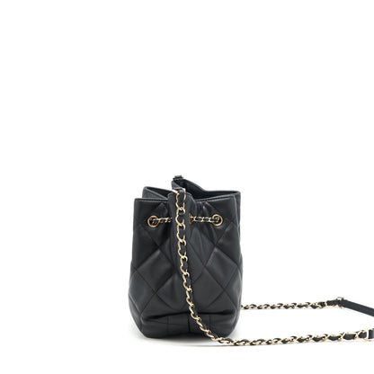 Chanel drawstring Bucket bag Quilted Lambskin Black L