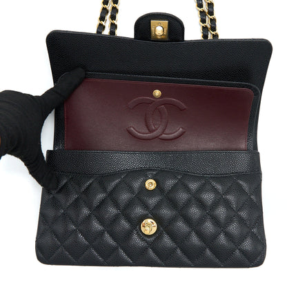 Chanel Medium Classic Double Flap Bag Caviar Black  (Microchip)