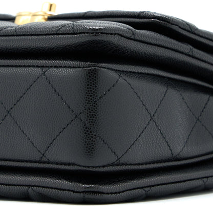 Chanel 22K Coco First Flap Bag Grained Calfskin Black (Microchip)