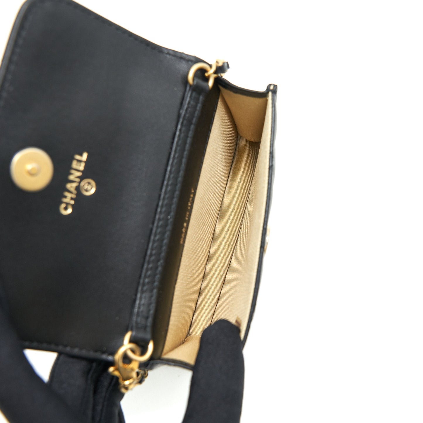 Chanel Pearl crush mini Belt coins Purse/ Card holder black