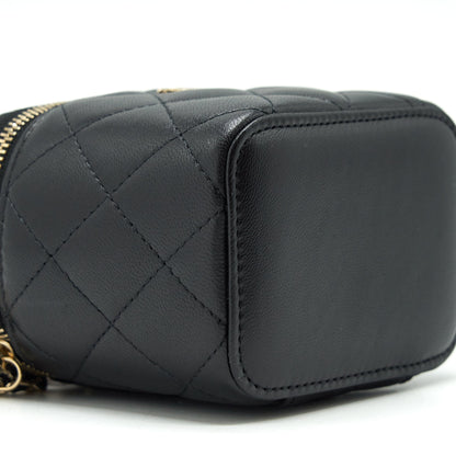 Chanel 22P Top Handle Mini Vanity With Chain Lambskin Black L