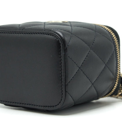 Chanel 22P Top Handle Mini Vanity With Chain Lambskin Black L