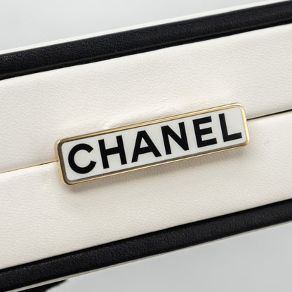 Chanel 21s Perfume Bottle Evening Bag Lambskin Black/White L
